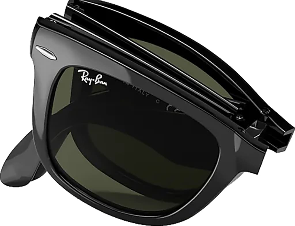 Product gallery image number 4 for product Folding Wayfarer - Black - Lentille Standard Crystal Green