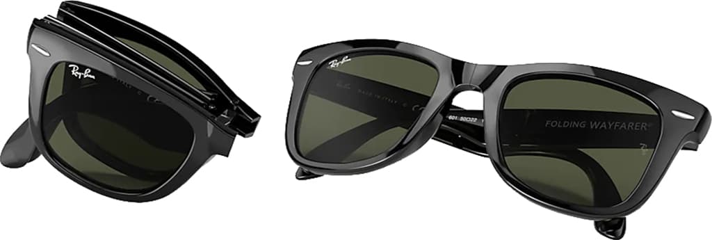 Product gallery image number 5 for product Folding Wayfarer - Black - Lentille Standard Crystal Green