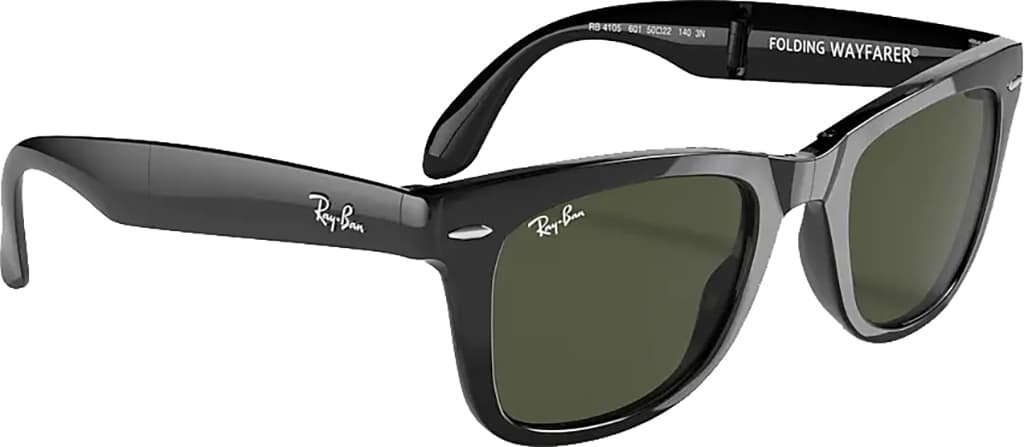 Product gallery image number 6 for product Folding Wayfarer - Black - Lentille Standard Crystal Green