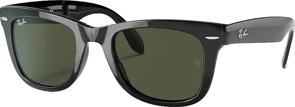 Product gallery image number 8 for product Folding Wayfarer - Black - Lentille Standard Crystal Green