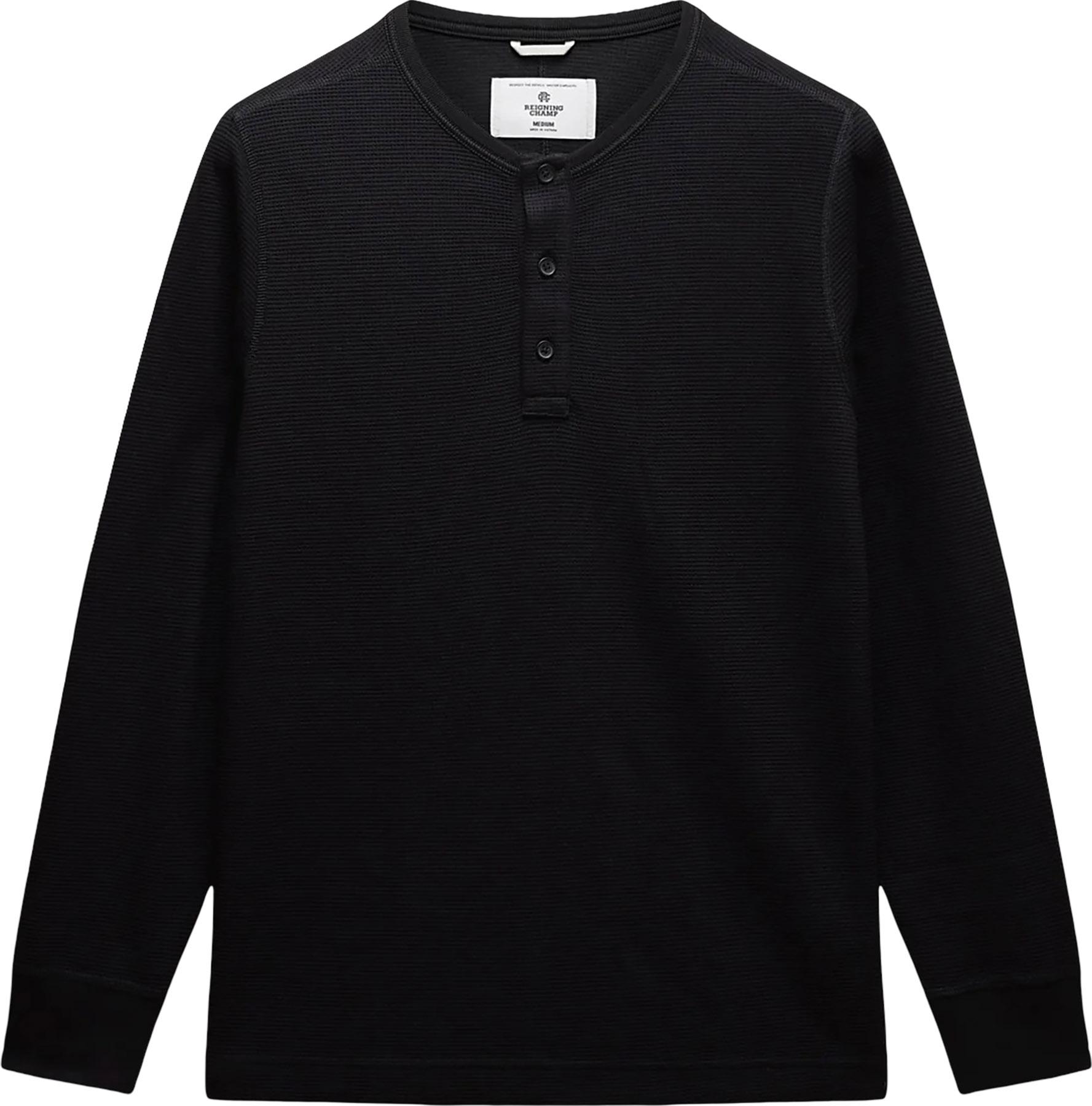 Image de produit pour T-shirt à col boutonné à manches longues en tissu gaufré léger - Homme