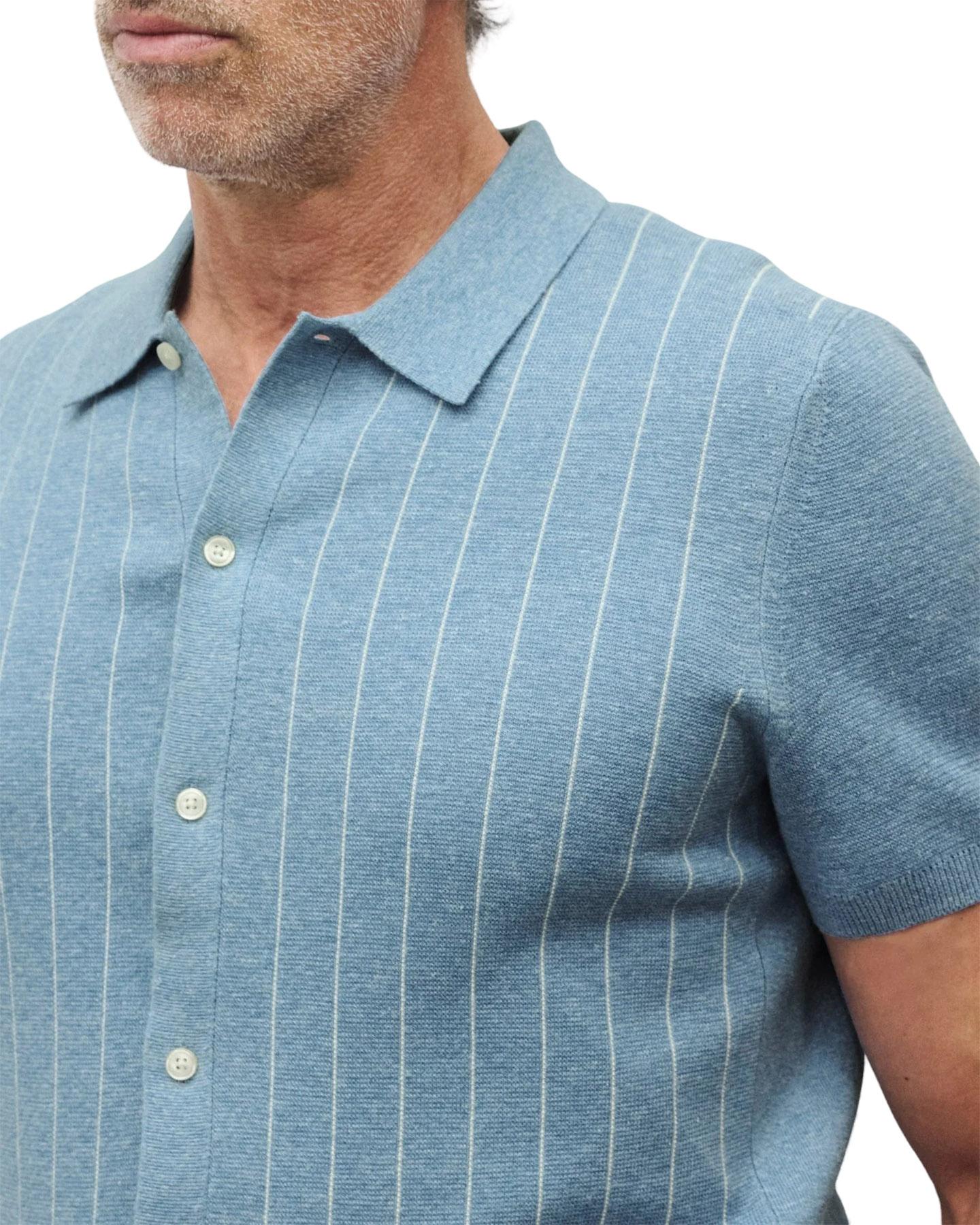 Product gallery image number 3 for product Piazza Cotton Linen Stripe Shirt - Men's