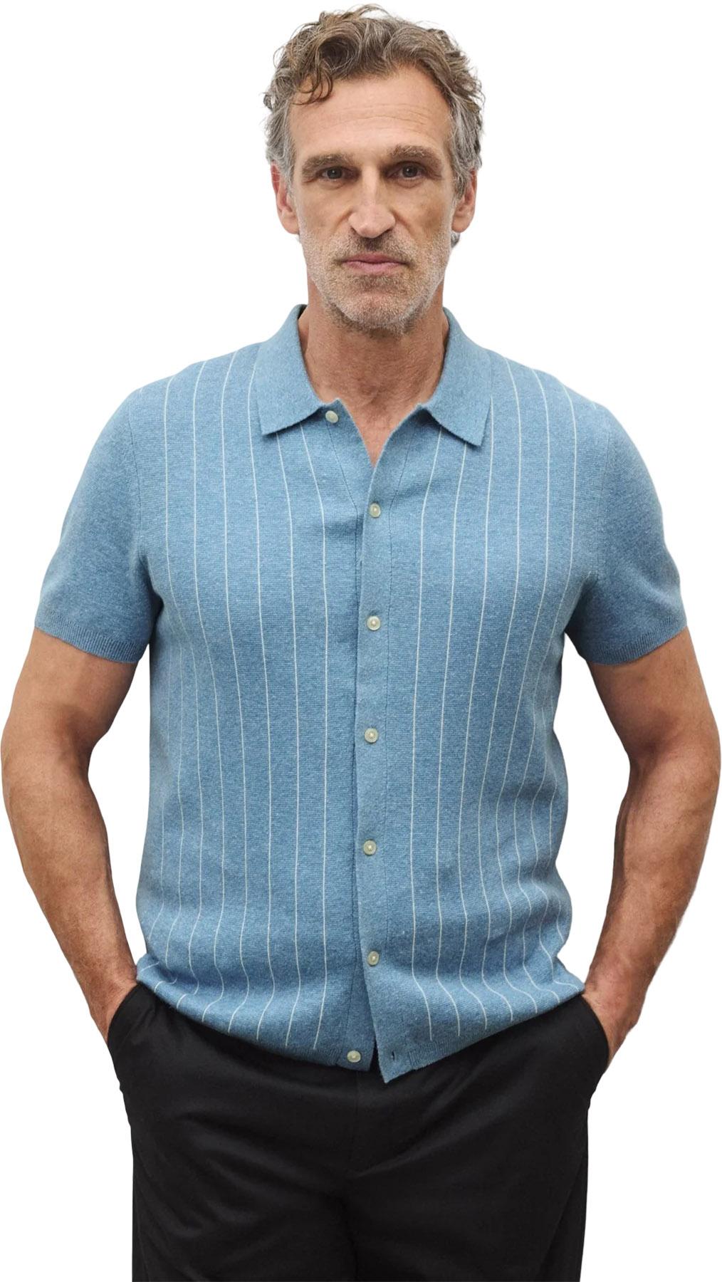 Product gallery image number 5 for product Piazza Cotton Linen Stripe Shirt - Men's