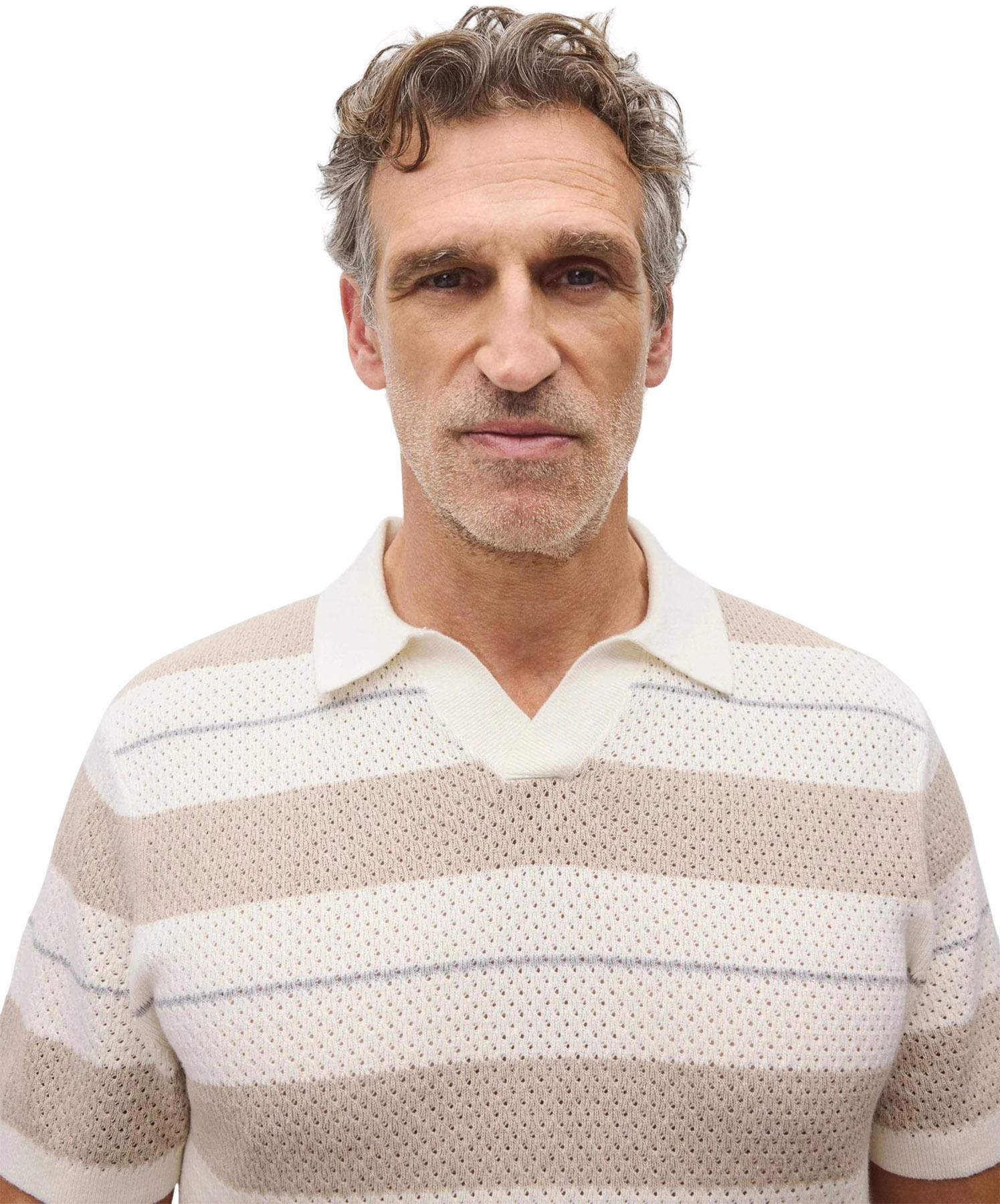 Product gallery image number 3 for product Polo à rayures en mélange de coton et lin Victor - Homme