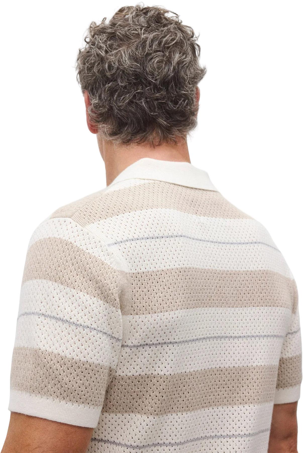 Product gallery image number 4 for product Polo à rayures en mélange de coton et lin Victor - Homme