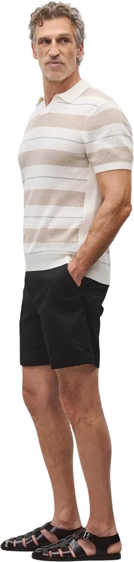 Product gallery image number 6 for product Polo à rayures en mélange de coton et lin Victor - Homme