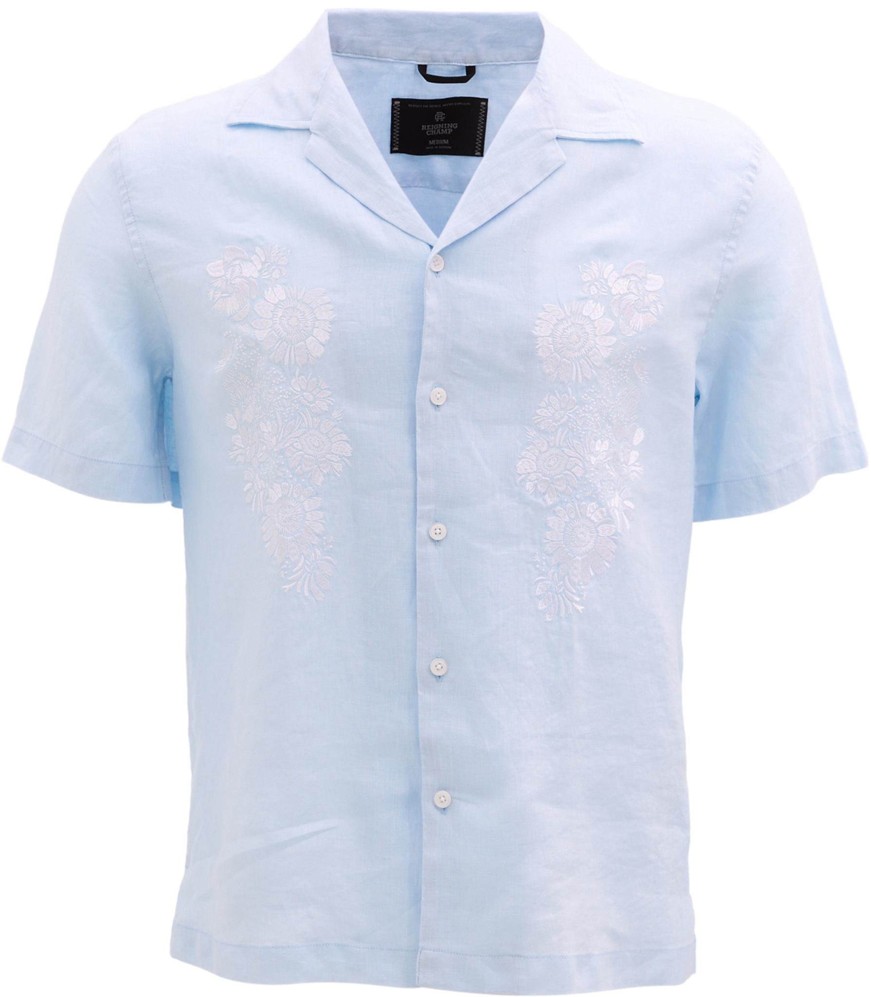Image de produit pour Chemise en lin décontractée à motif floral avec col cubain - Homme