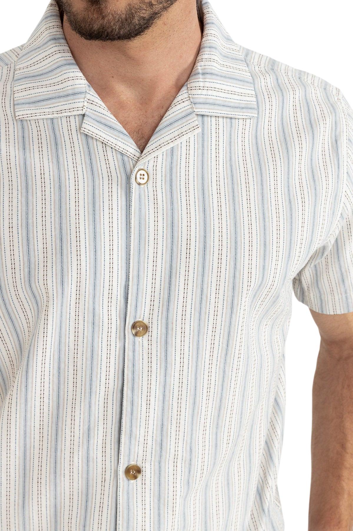Product gallery image number 5 for product Vacation Stripe Short Sleeve Shirt - Men's