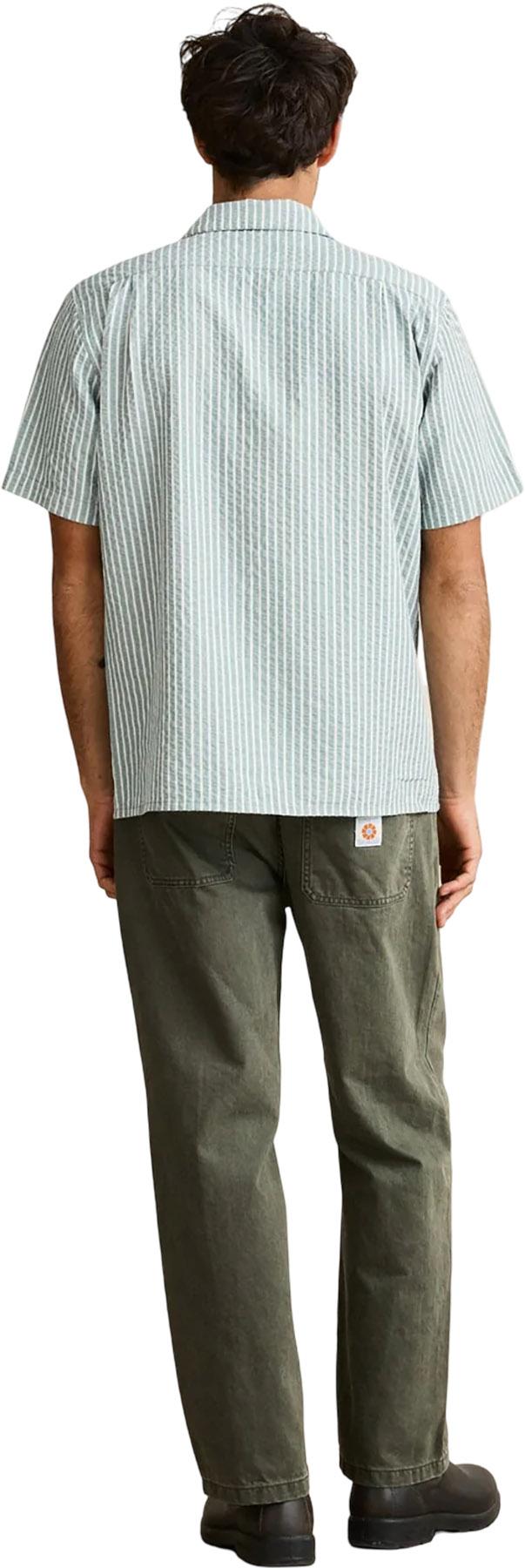 Product gallery image number 3 for product Chemise à manches courtes à rayures en seersucker - Homme