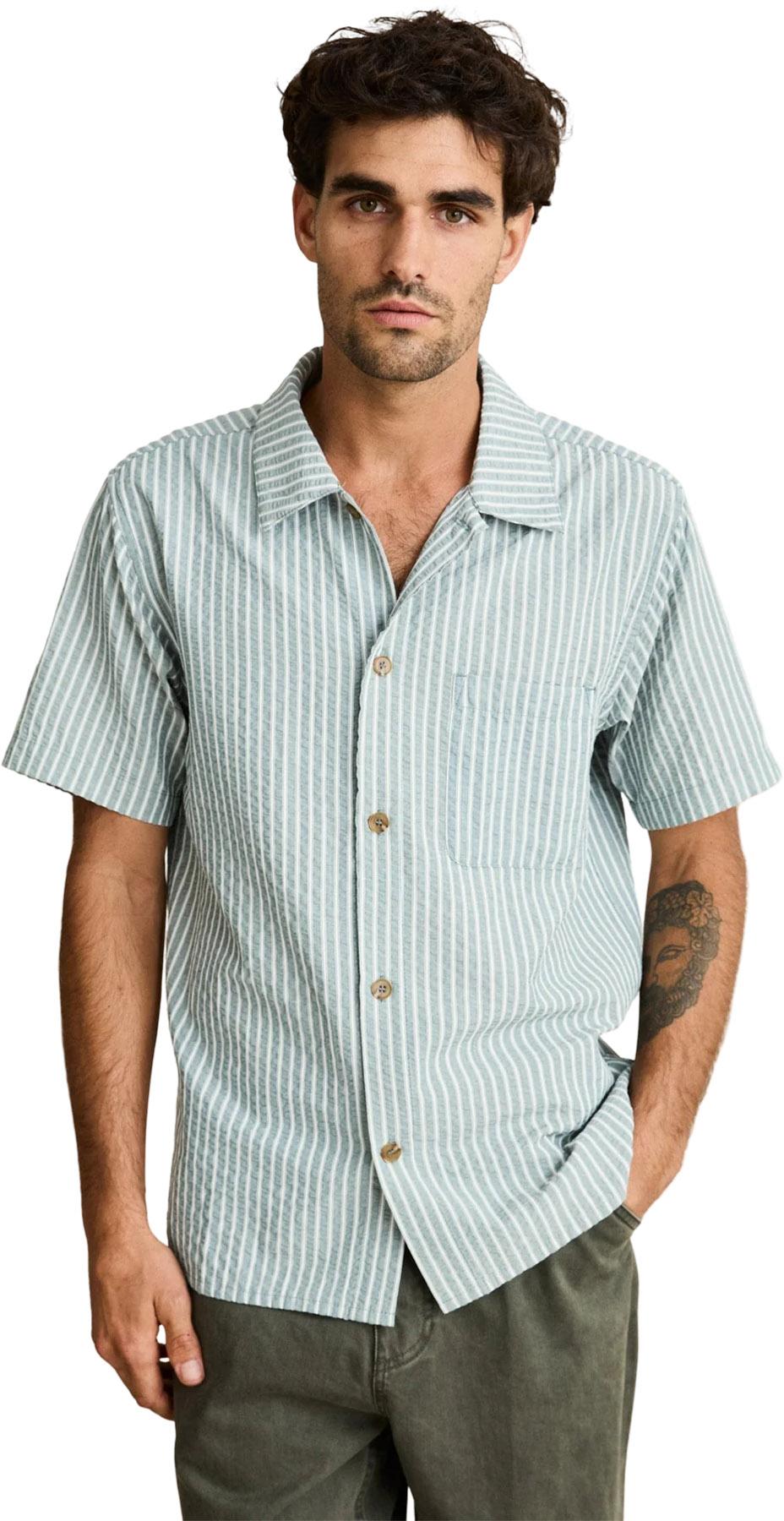 Product gallery image number 5 for product Chemise à manches courtes à rayures en seersucker - Homme
