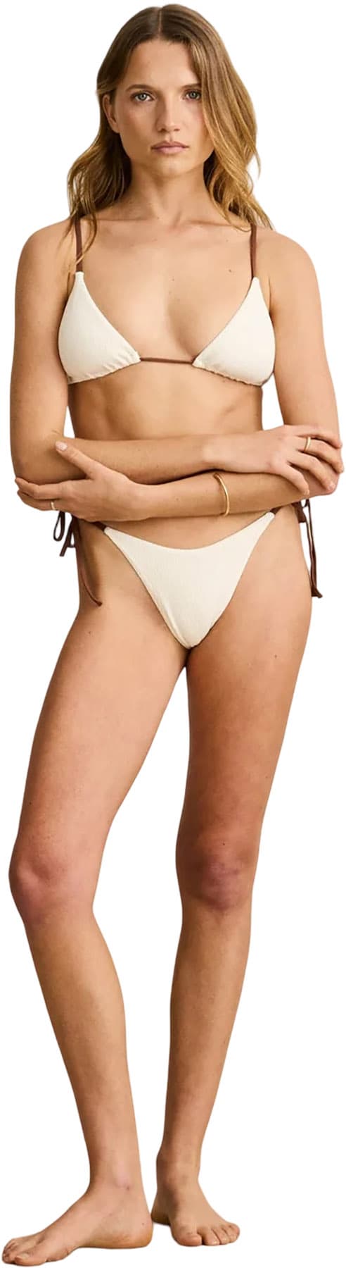 Product gallery image number 2 for product Lily Rib Contrast Tie Side Hi Cut Bikini Bottom - Women's
