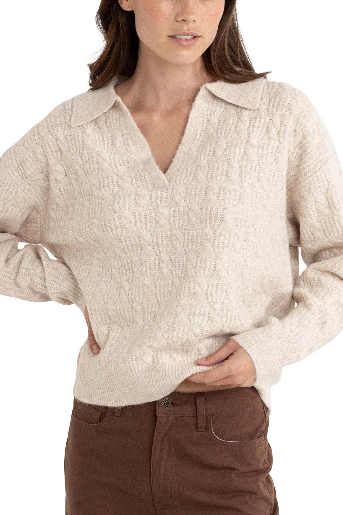 Image de produit pour Chandail à col en V avec col chemise Lexie - Femme