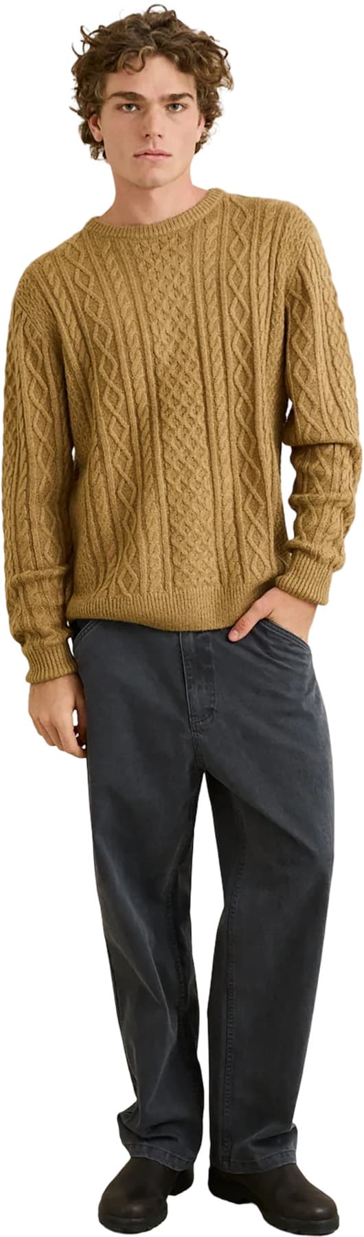 Product gallery image number 6 for product Mohair Fishermans Cable Knit Sweater - Men's
