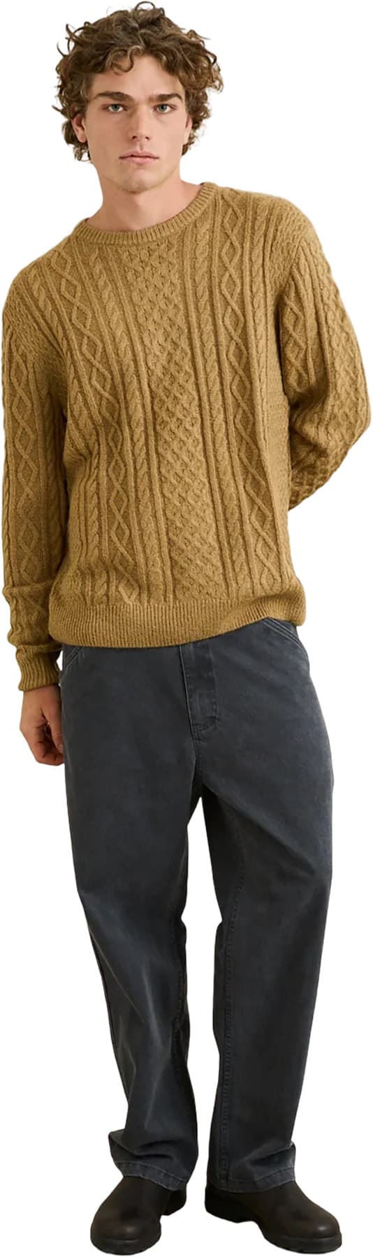 Product gallery image number 5 for product Mohair Fishermans Cable Knit Sweater - Men's