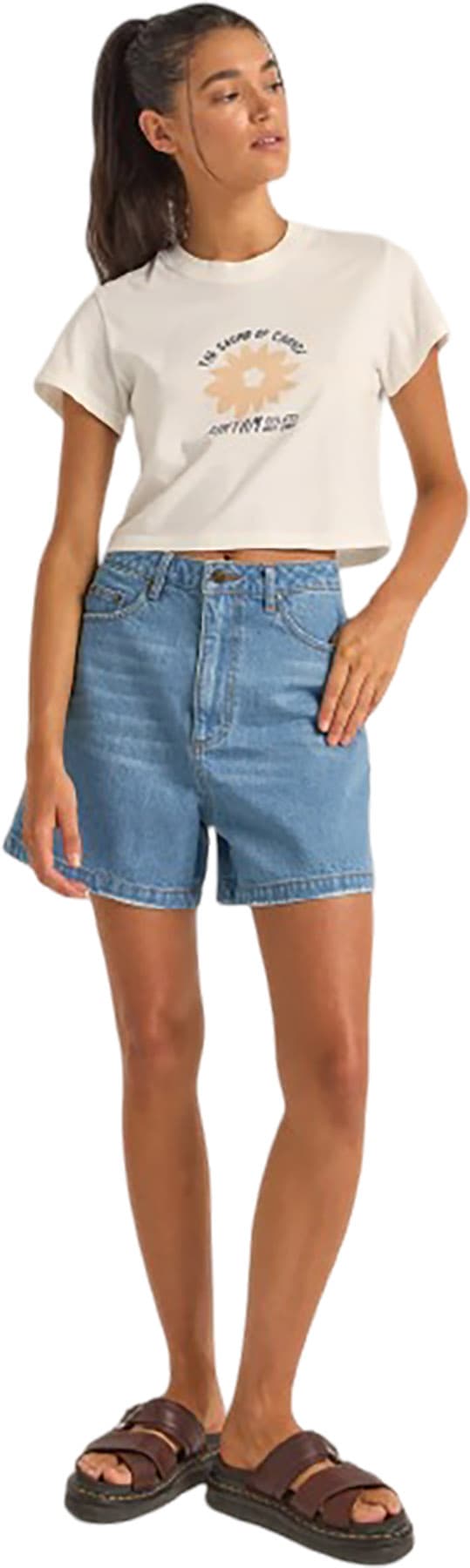 Product gallery image number 2 for product Daisy Crop Crew Neck T-Shirt - Women's