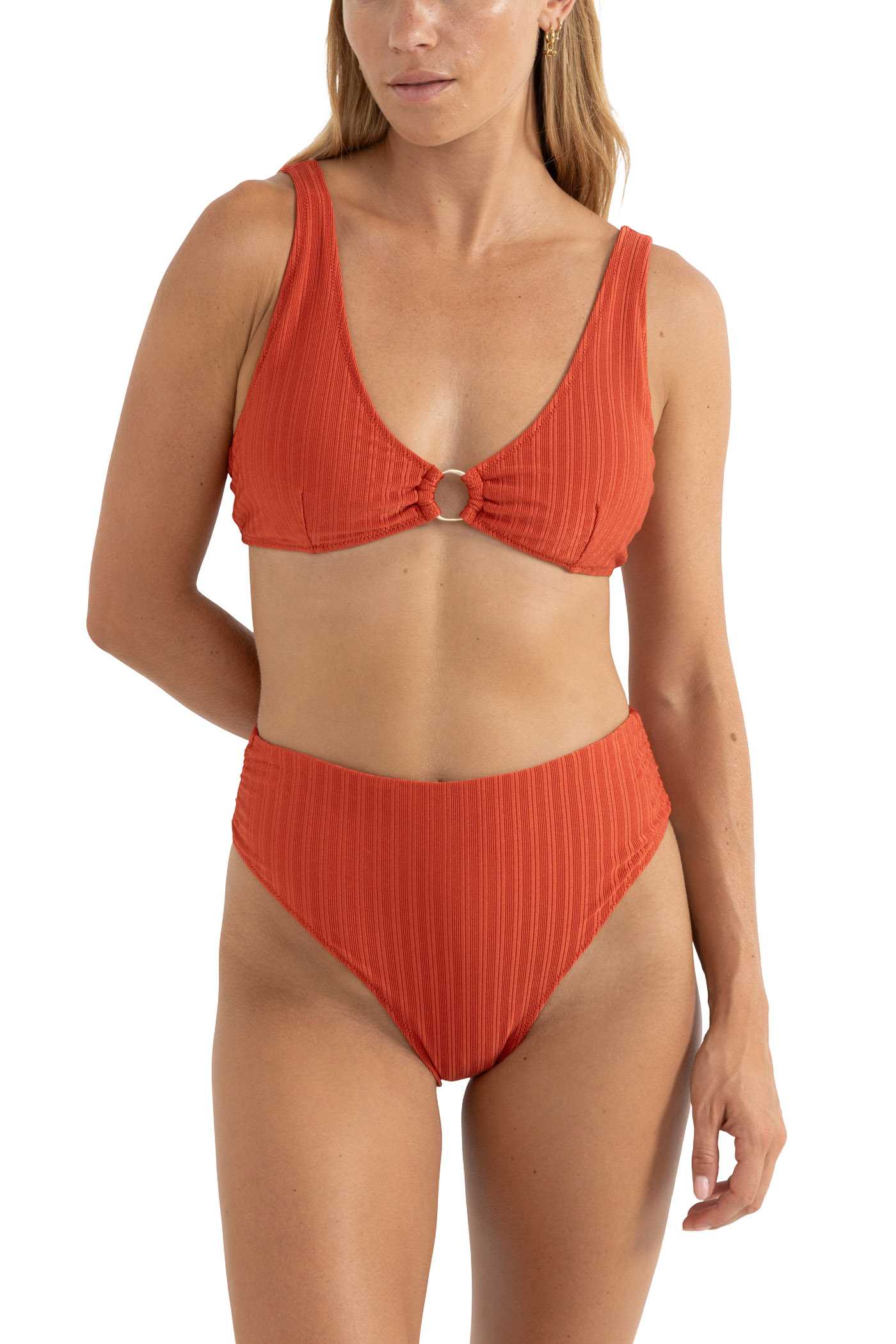 Product image for Pacific Rib Gathered Hi Waist Bikini Bottom - Women's