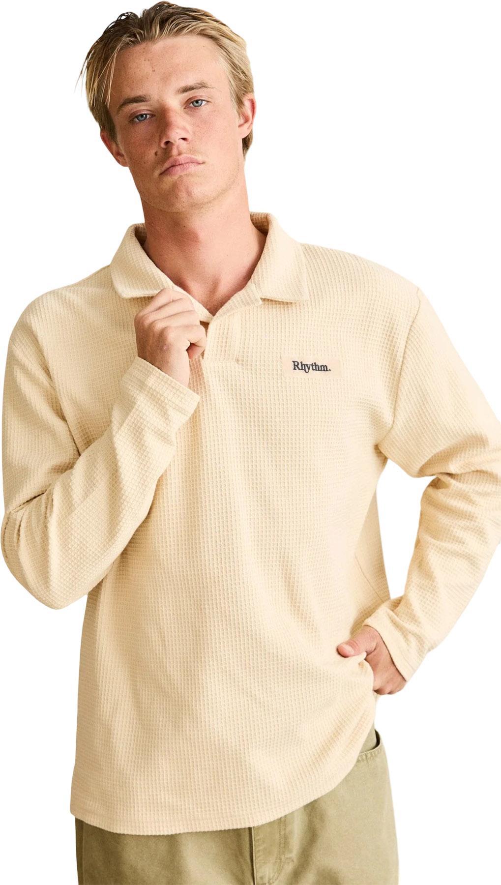 Product gallery image number 3 for product Waffle Knit Long Sleeve Rugby Polo - Men's