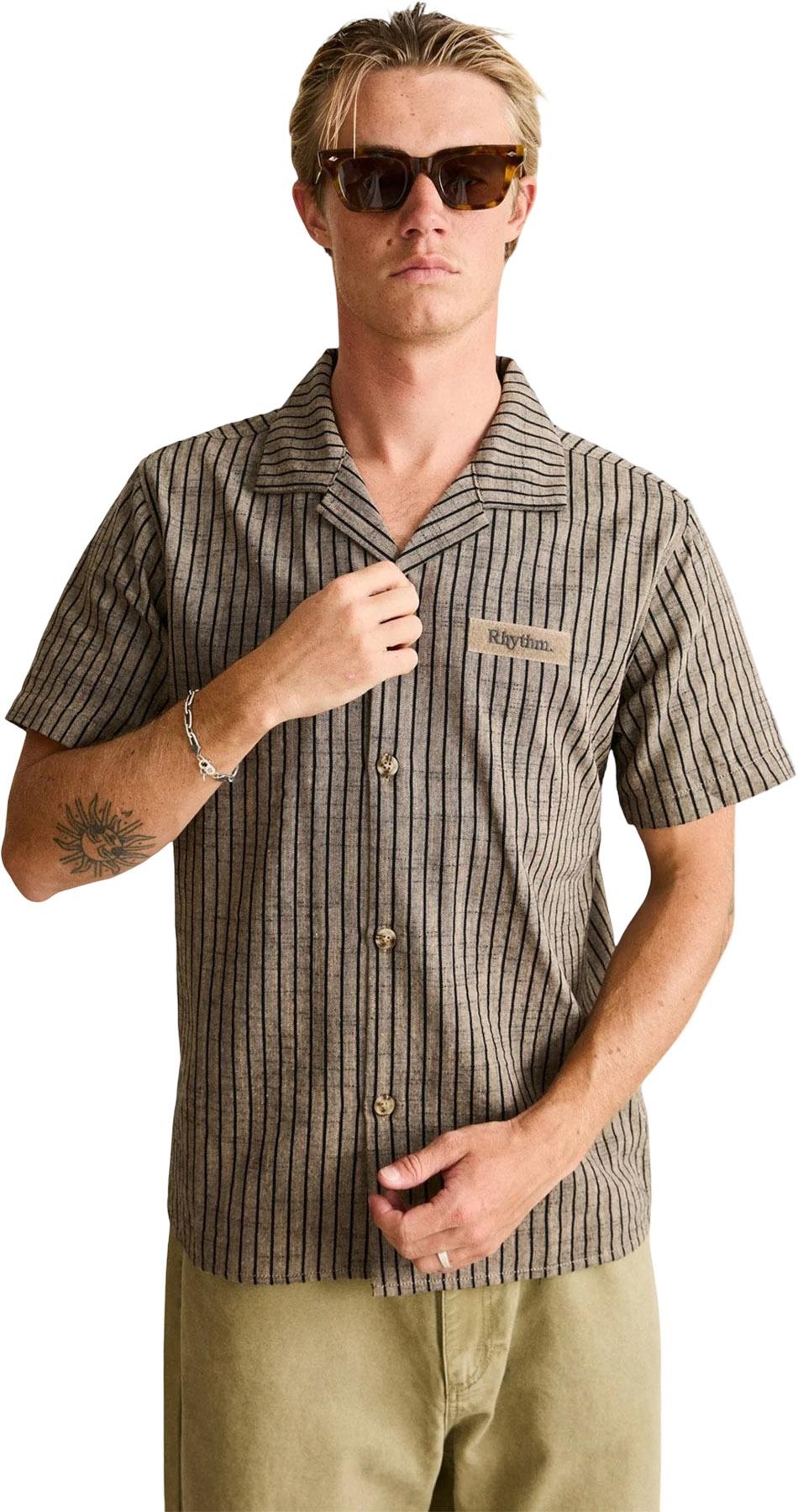 Product gallery image number 5 for product Chemise à manches courtes texturée à motif de rayures - Homme