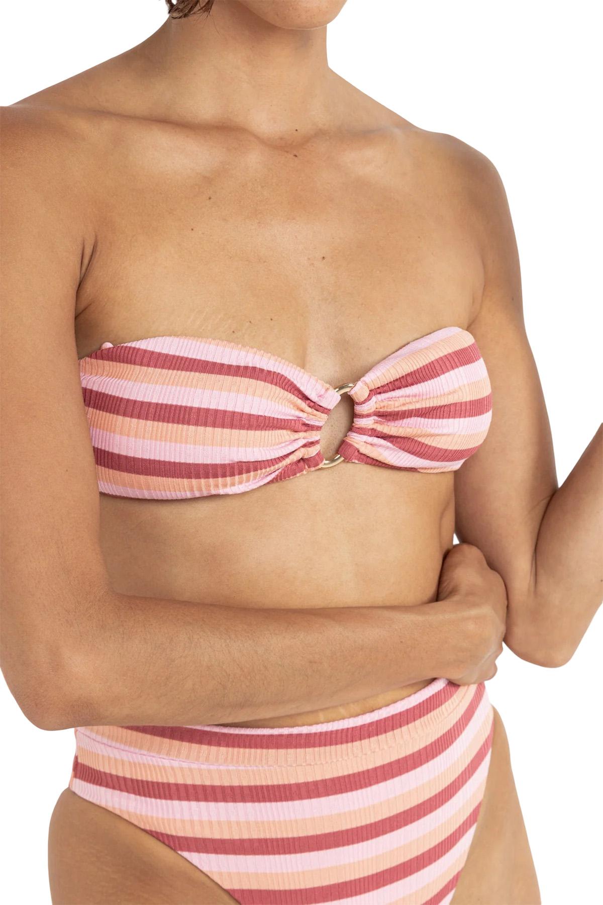 Product gallery image number 3 for product Ibiza Stripe Rib Bandeau Swim Top - Women's
