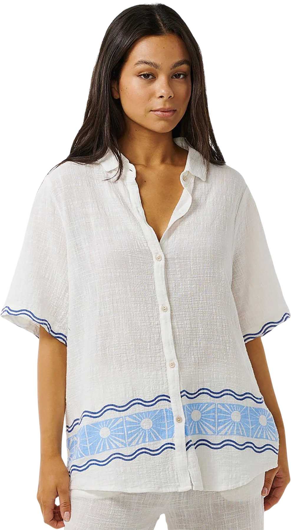 Image de produit pour Chemise à imprimé soleil Santorini - Femme