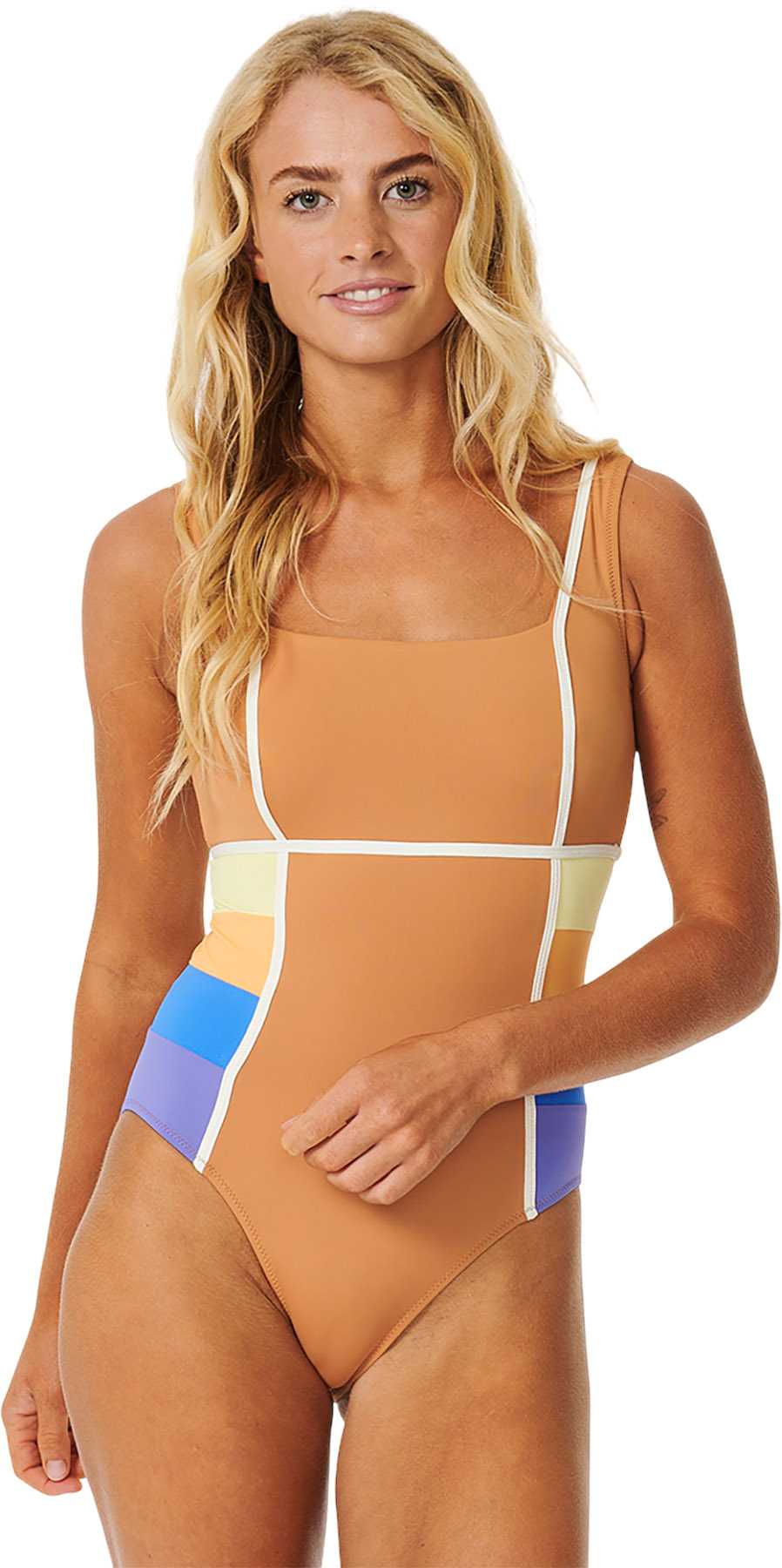 Image de produit pour Maillot de bain une pièce à rayures et bonne couvrance Sunrise - Femme