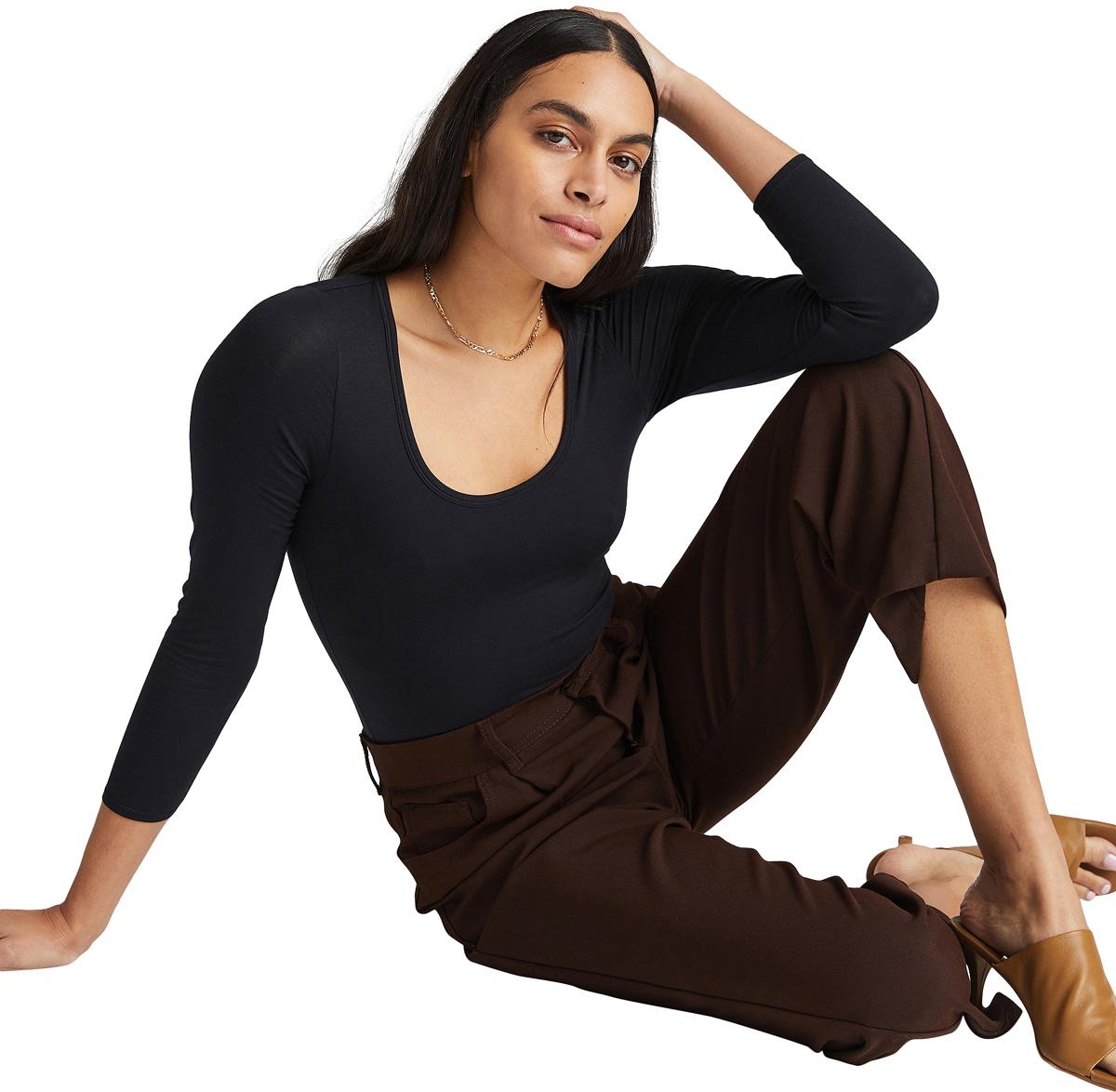 Product gallery image number 4 for product Soft Stretch Modal Scoop Neck Bodysuit- Women's