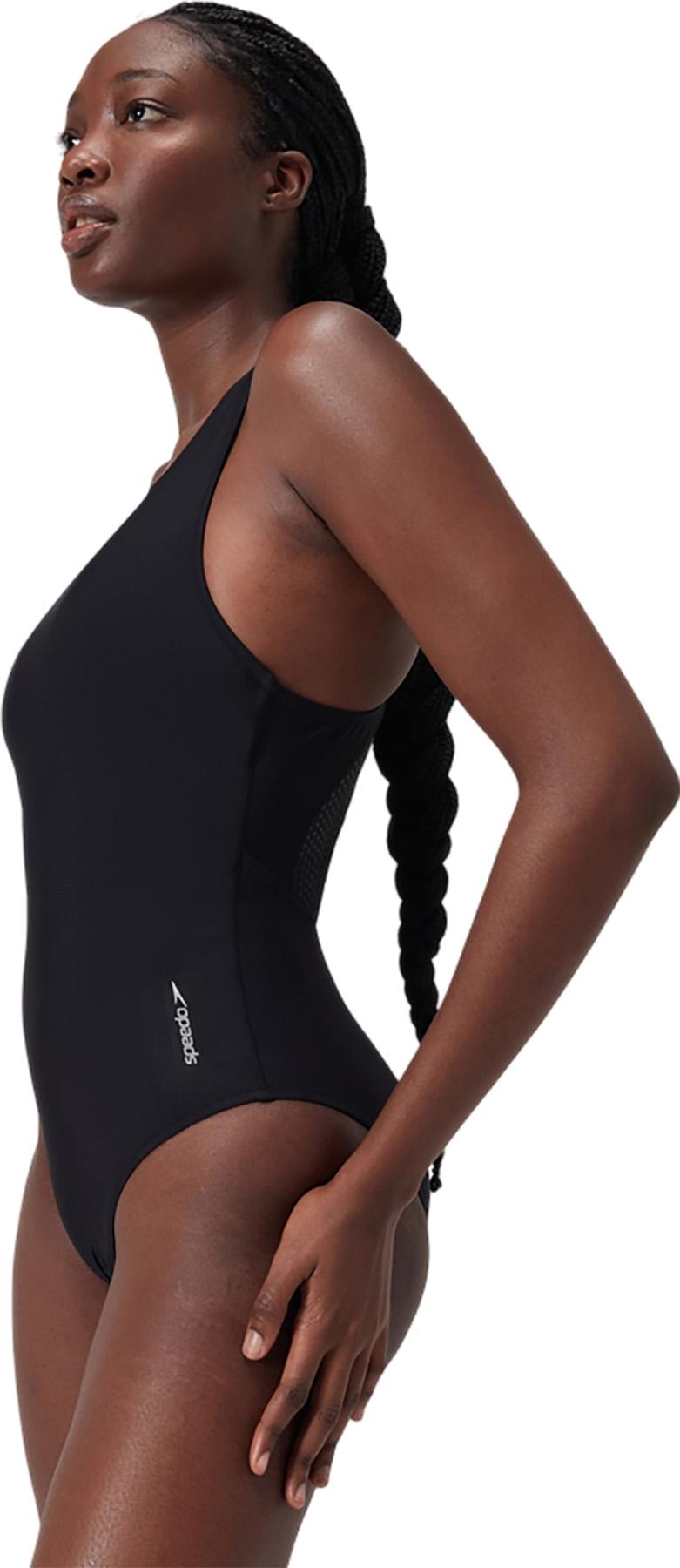 Numéro de l'image de la galerie de produits 2 pour le produit Maillot de bain uni à encolure haute échancrée - Femme