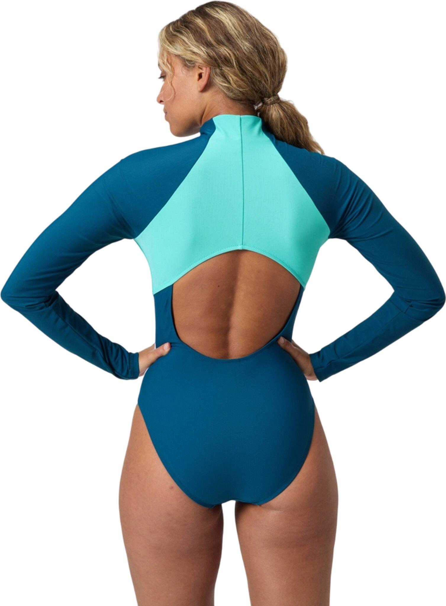 Numéro de l'image de la galerie de produits 2 pour le produit Maillot de bain zippé à manches longues couleurs contrastantes - Femme