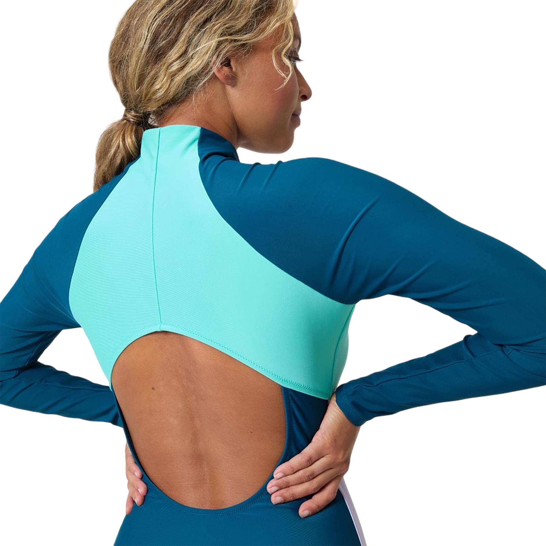 Numéro de l'image de la galerie de produits 4 pour le produit Maillot de bain zippé à manches longues couleurs contrastantes - Femme