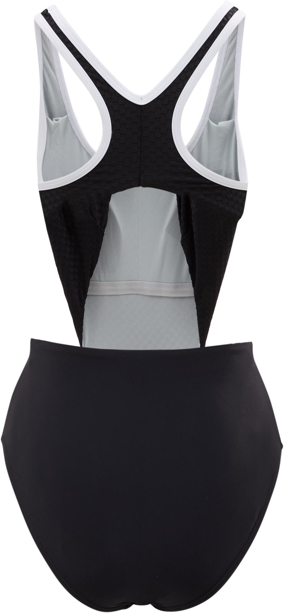 Product gallery image number 3 for product Maillot de bain une pièce en jacquard avec empiècements contrastants et découpe latérale - Femme