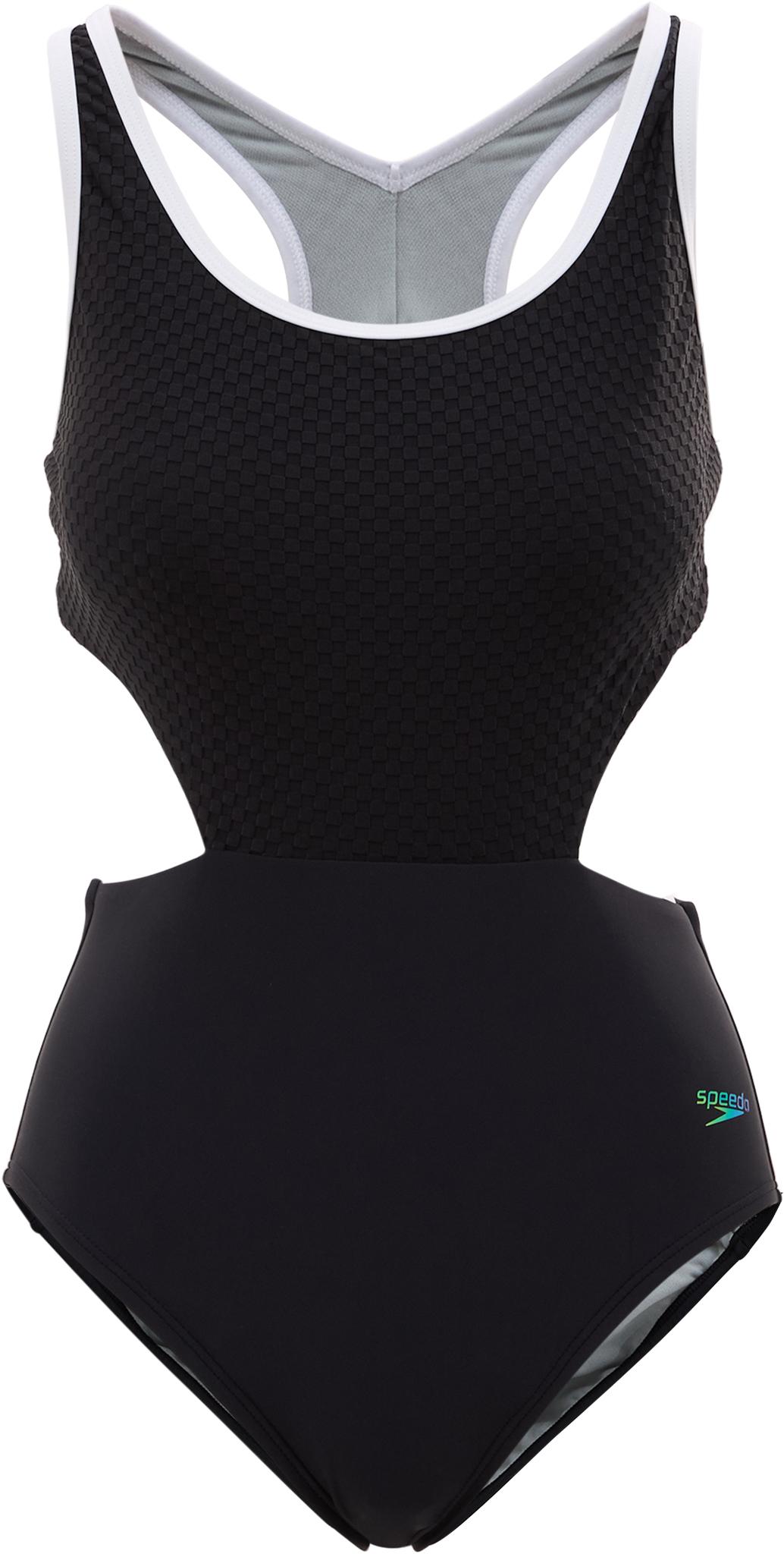 Image de produit pour Maillot de bain une pièce en jacquard avec empiècements contrastants et découpe latérale - Femme