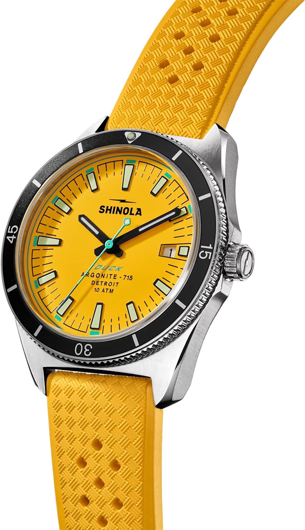 Product gallery image number 6 for product Duck 3HD 40mm Canary Rubber Strap Watch - Unisex