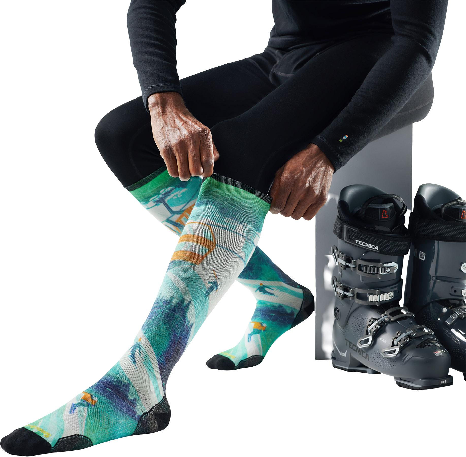 Product image for Ski Zero Cushion Ski Day Print Over The Calf Socks - Men's