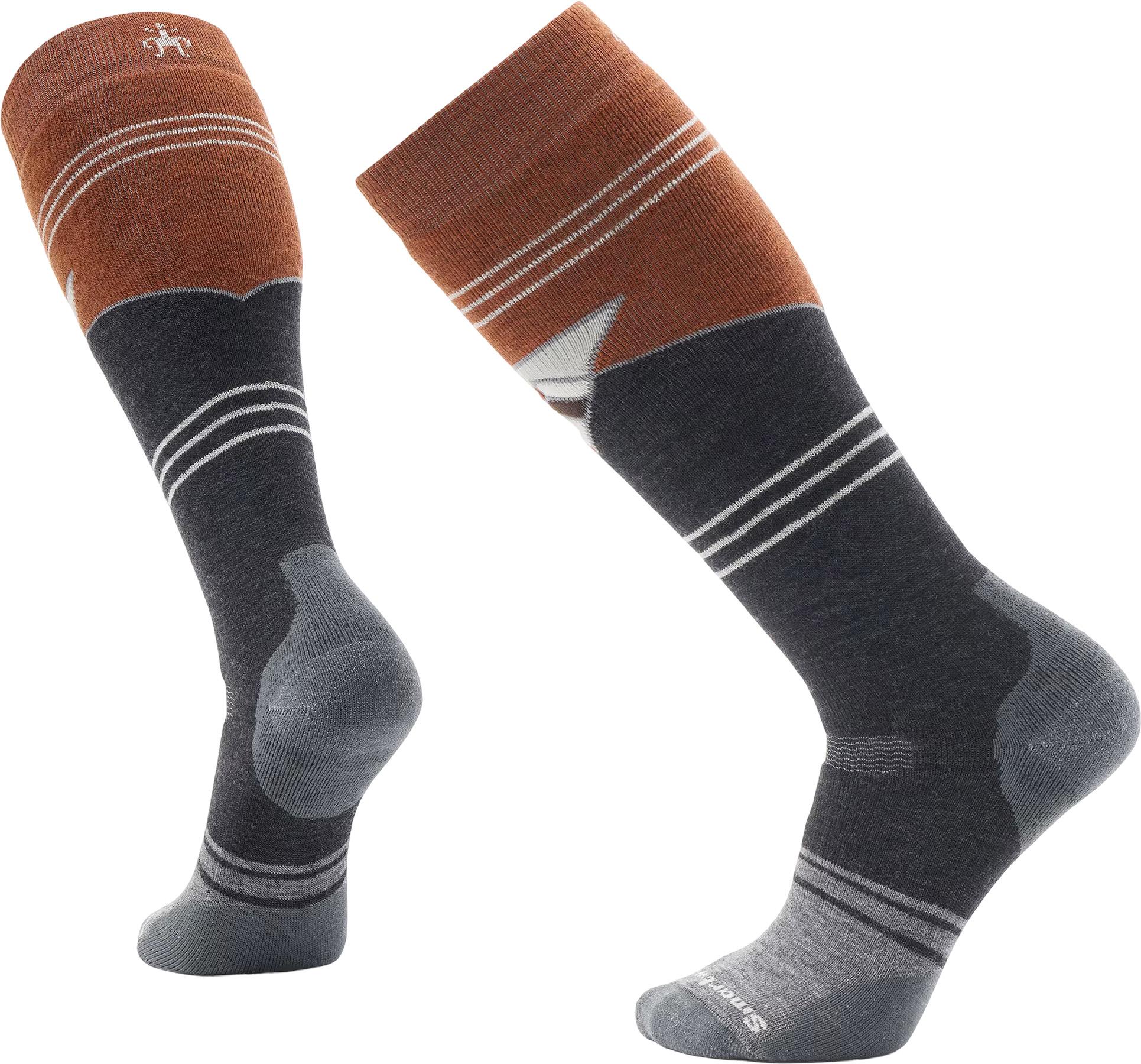 Image de produit pour Chaussettes de planche à neige sous-genou coussin complet à motif montagnes géométrique - Unisexe