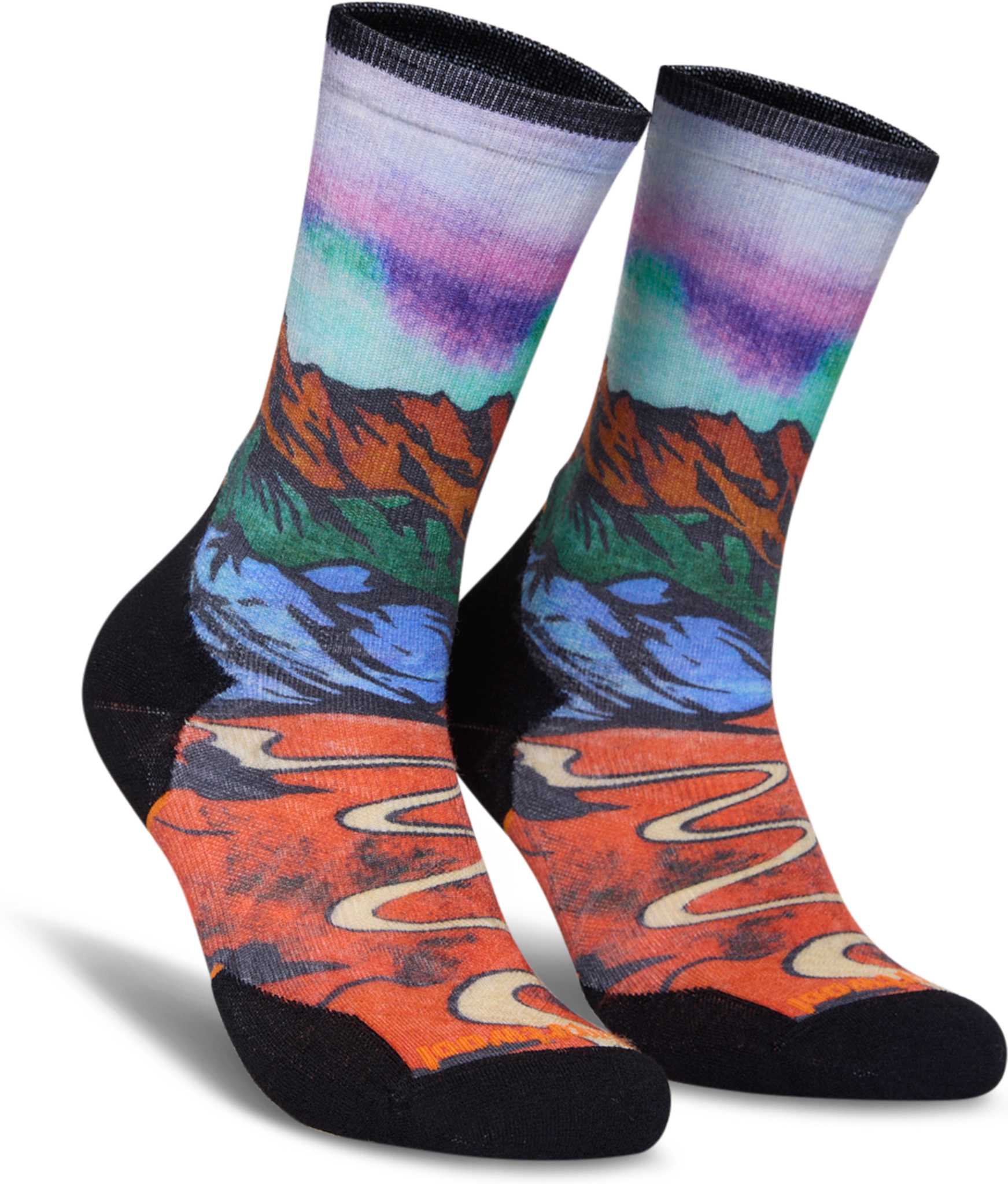 Product image for Trail Run Targeted Cushion Singletrack Print Crew Socks - Unisex