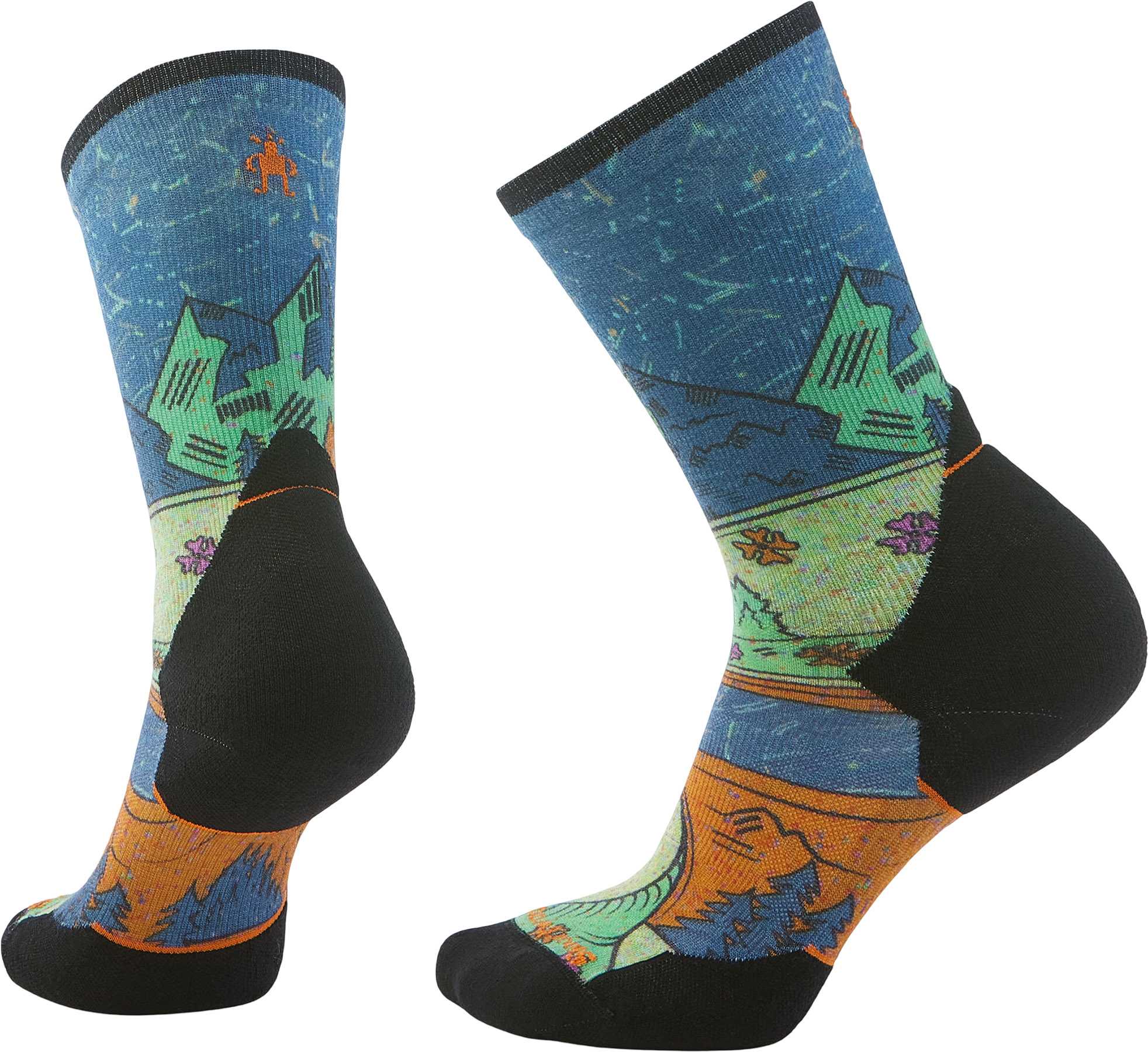 Product image for Trail Run Targeted Cushion Mountain Print Crew Socks - Women's