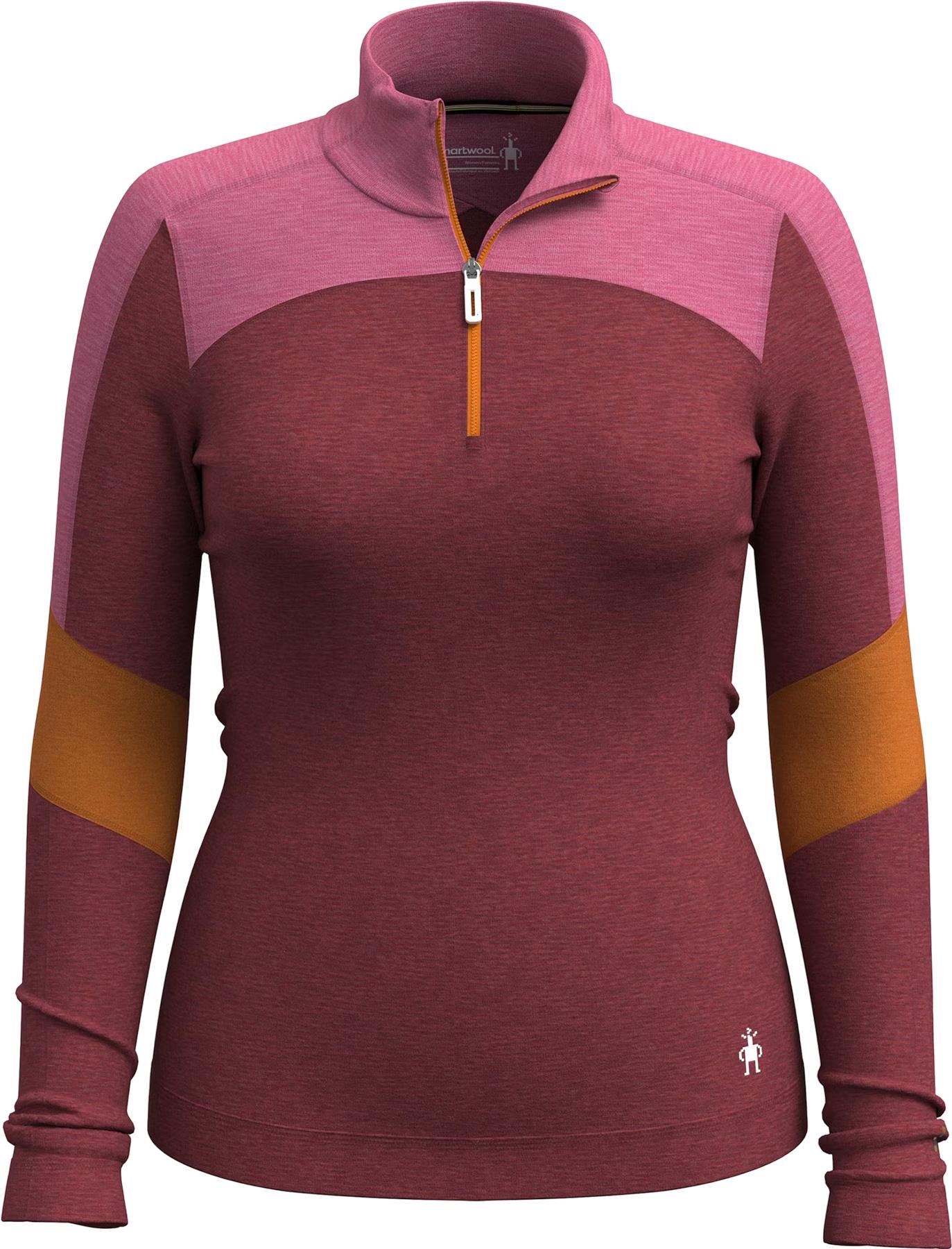 Image de produit pour Haut de base thermal à demi-glissière et contraste de couleurs Merino classique en boîte - Femme