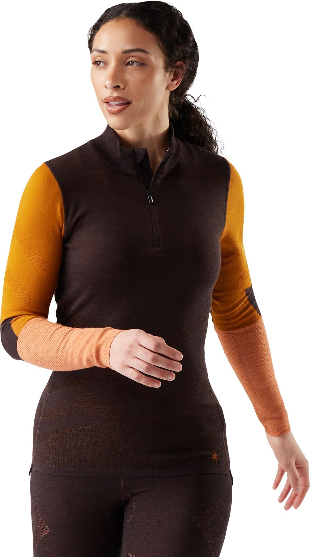 Product gallery image number 4 for product Haut couche de base à glissière 1/4 en mérinos Colorblock Intraknit Thermal - Femme