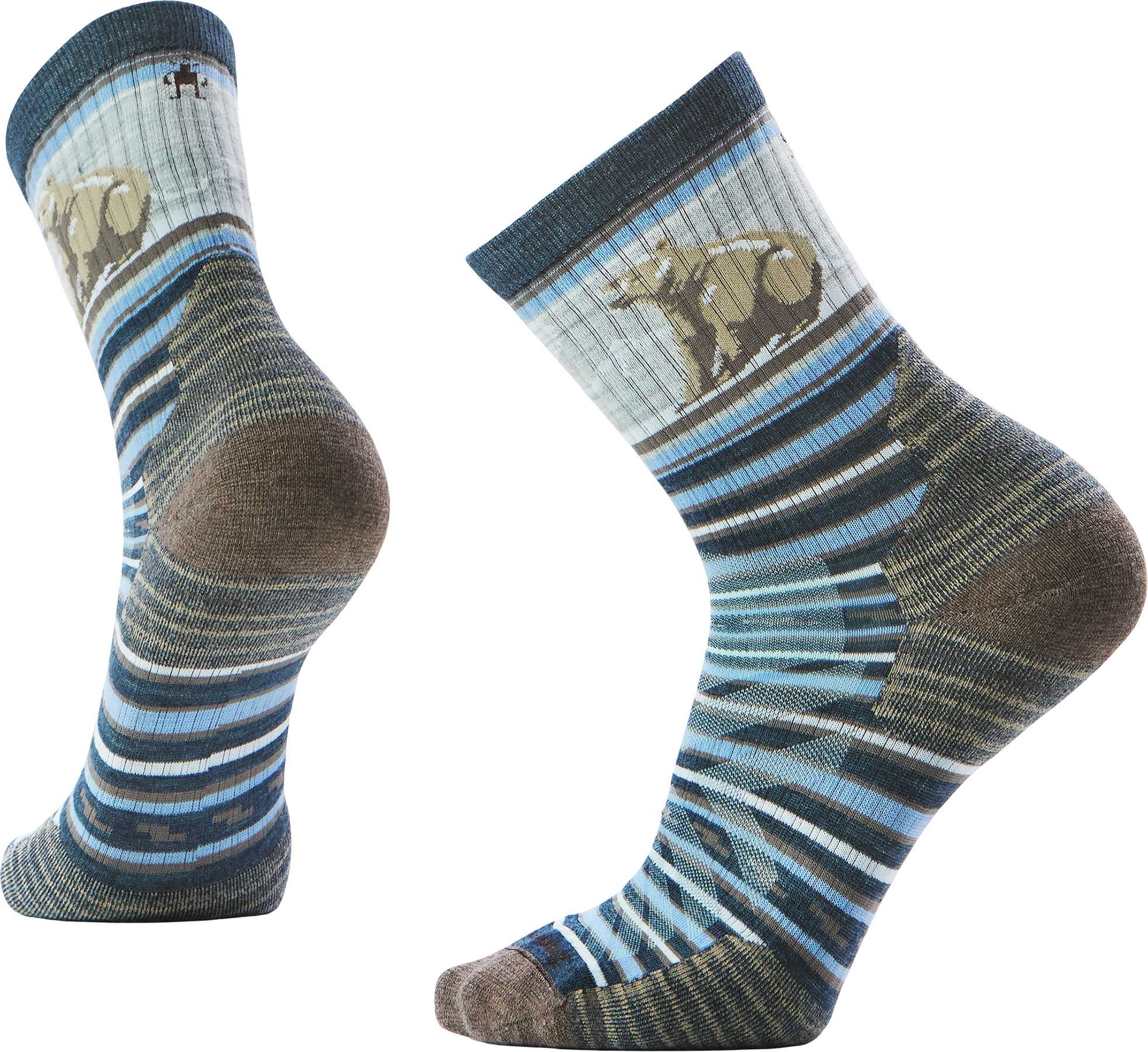 Product image for Hike Targeted Cushion Bear Stripe Mid Crew Socks - Men's