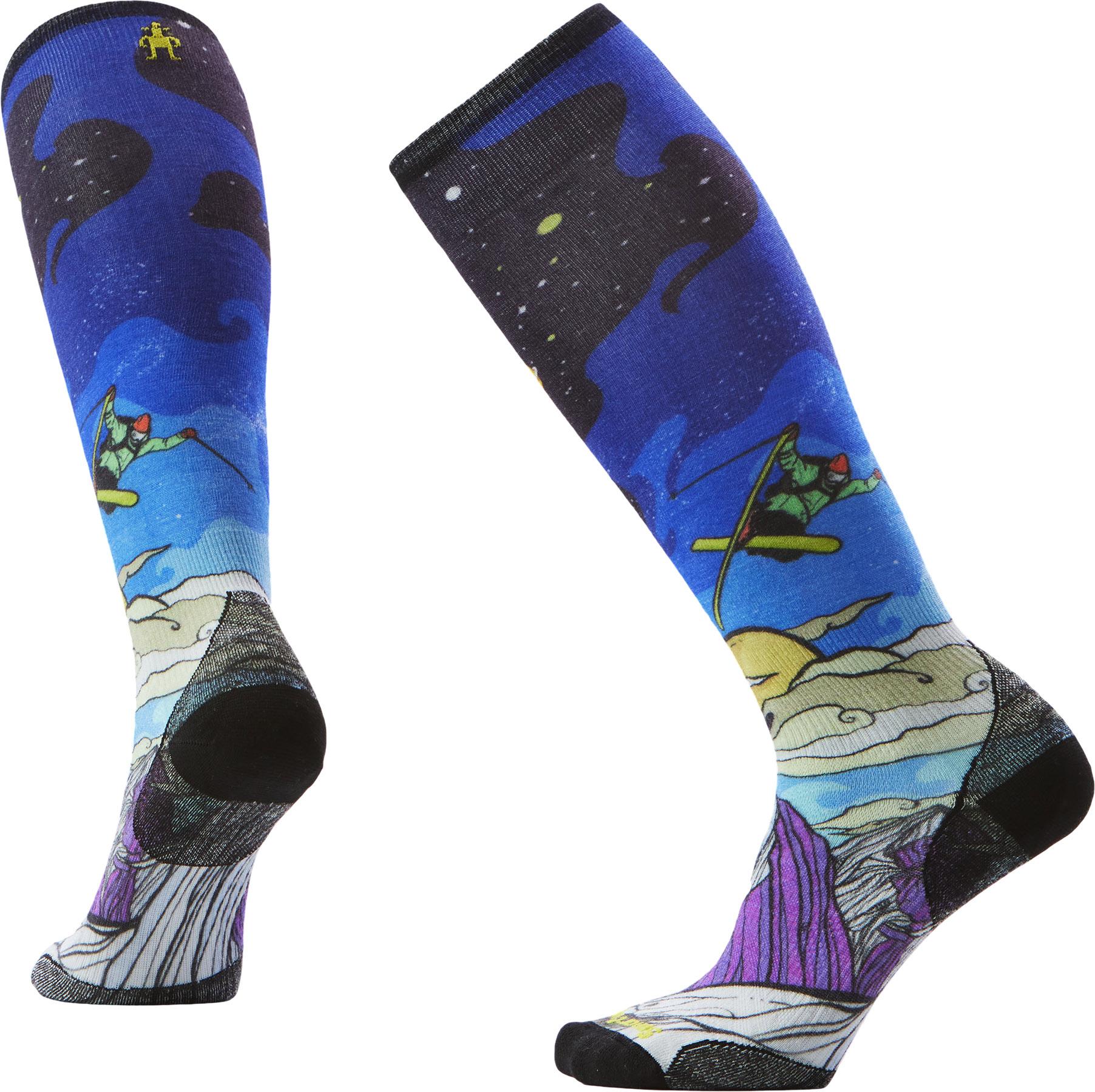 Product gallery image number 1 for product Ski Zero Cushion Galactic Ski Print Over The Calf Socks - Women's