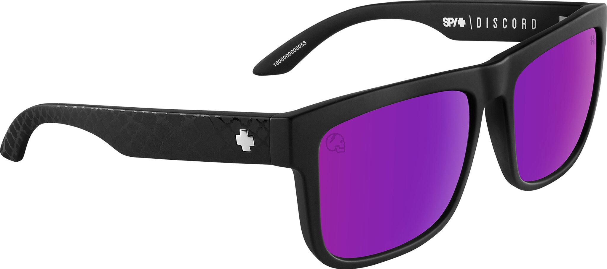 Product gallery image number 3 for product Discord Sunglasses - Slayco Matte Black Viper Frame - Happy Bronze Purple Spectra Mirror Lens