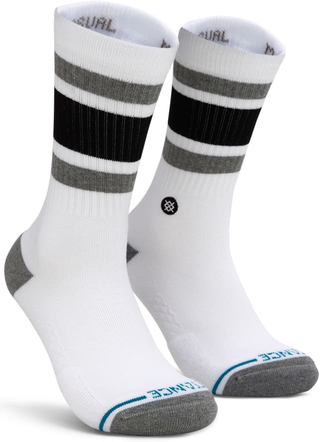 Stance Boyd Socks - Black Striped Arch Support Cushioned Mens Crew - Size 6-13