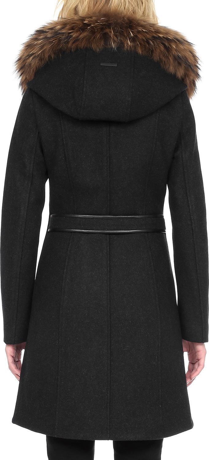 Product gallery image number 3 for product Women's Charlene Wool Coat - Raccoon Fur