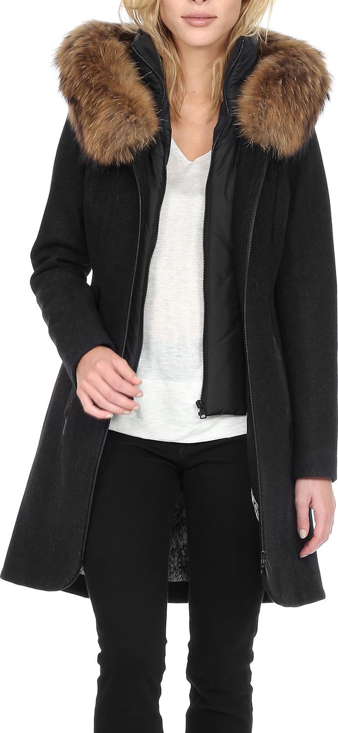 Product gallery image number 2 for product Women's Charlene Wool Coat - Raccoon Fur