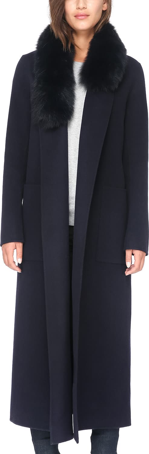 Product gallery image number 3 for product Daphne Wool Coat - Fox Fur - Women's