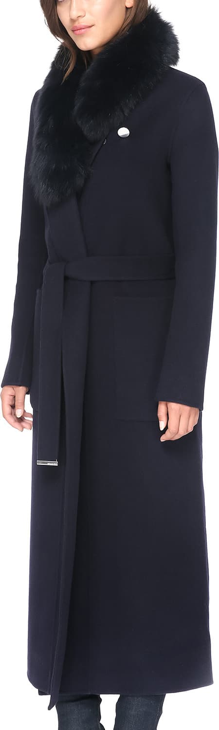 Product gallery image number 4 for product Daphne Wool Coat - Fox Fur - Women's