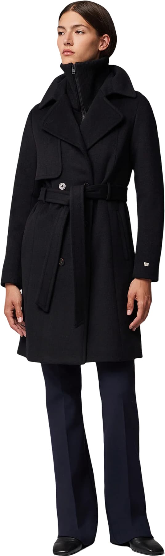 Numéro de l'image de la galerie de produits 1 pour le produit Manteau classique semi-ajusté en laine avec plastron amovible Fabianne-C - Femme