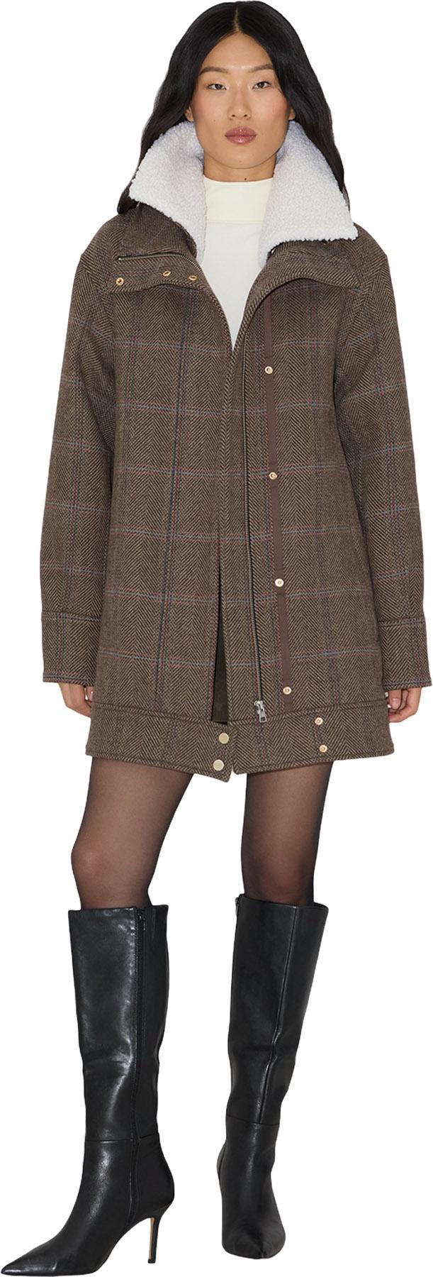 Product gallery image number 3 for product Nura-HC Long Blouson Herringbone Plaid Wool Coat - Women's
