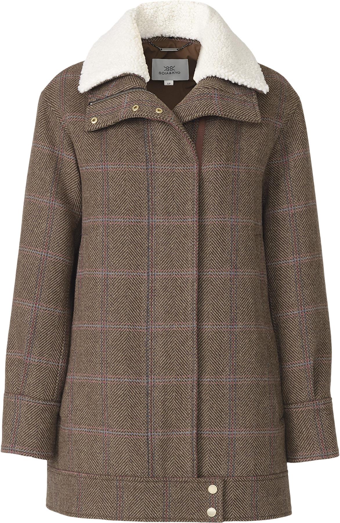 Product image for Nura-HC Long Blouson Herringbone Plaid Wool Coat - Women's