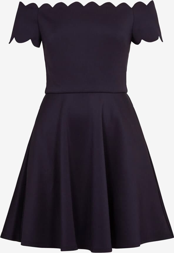 Product gallery image number 7 for product Robe patineuse à col Bardot festonné Fellama - Femme